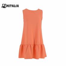 Women Dress summer Fashion Loose party style solid color mini casual vestidos sleeveless o-neck sexy girl dresses 2024 - buy cheap
