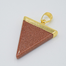 Fashion Charms Gold Color Plated Triangle Geometric Pendants Women Men Simple Natural Brown Sand Stone Pendant for Necklaces 2024 - buy cheap