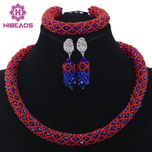 Women 2017 Crystal Flower Necklace Sets Fashion Vintage Jewelry Turkish Nigerian Red Bead Necklace Set Free Shipping HX635 2024 - buy cheap