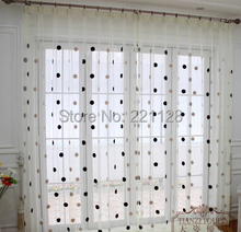 Home deco embroidered floral gauze polka dot white brief balcony curtain window screening customized 2024 - buy cheap