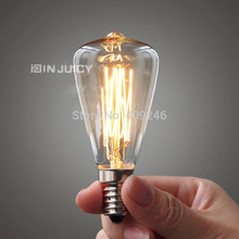 Marconi-lâmpada de luz industrial vintage, vidro transparente, edison 40w, e14 ac120v ou 220v, para cafeteria, bar e café