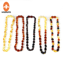 HAOHUPO Natural Amber Necklace for Baby Baroque Baltic Bean Amber Beads Jewelry Natural Stone Collar Jewelry Supplier 5 Color 2024 - buy cheap