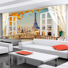 Beibehang-papel tapiz personalizado para pared, murales fotográficos estéreo 3d, para balcón, París, paisaje, Torre Eiffel, sofá, papel de pared de fondo 2024 - compra barato