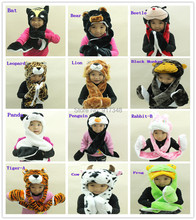 Animal Cartoon Winter Hat Scarf Glove Panda / Duck / Frog / Wolf / Cat / Monkey / Elephant / Brown Tiger / White Tiger 2024 - buy cheap