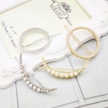 Hot Sale Women Girls Fashion PEARL round and moon shape Hair Clips alloy Hairpins Female Hair Styling Accessories F024 2024 - buy cheap