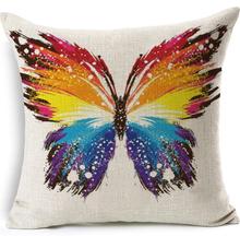 Cushion Case Linen Color Butterfly Patterns Cover Car Sofa Throw Pillows Decorative Pillowcase almofada decorativos cojines 2024 - buy cheap