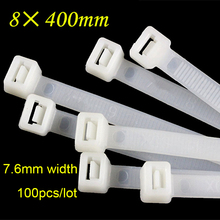 100pcs/lot 8*400mm 7.6 Width National Standard Plastic Nylon Cable Tie Computer Line Bundle Up disposable bandage 2024 - buy cheap