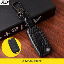 Carbon Fiber 100% Leather Car Key Case Cover For Volkswagen Vw Jetta Mk6 Tiguan Passat Golf 4 5 6 Polo Cc Bora For Skoda 2024 - buy cheap