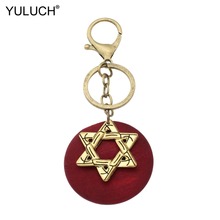 YULUCH Gold Star Keychain Wood Chip Keyring Gift For Women Unisex Hanging Key Chain Bag Pendant Key Ring Jewelry Wholesale 2024 - buy cheap
