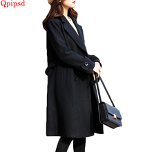 Korean Womens Wool Coat 2021 Autumn Winter Jacket Fashion Elegant Slim Long Woolen Outerwear Female Thicken Warm Wool Overcoat 2024 - buy cheap