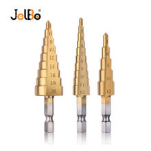JelBo 3Pcs Metal Step Drill Bit Set Titanium Coated Hex Shaft Drive for Quick Change Step Drill Bit Tool Kits 3-12/4-12/4-20mm 2024 - buy cheap