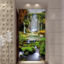 beibehang Custom wallpaper 3d mural flowing water wealth waterfall swan landscape porch background wallpaper decoration painting 2024 - buy cheap