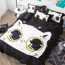 Funda de edredón con estampado de animales y gatos, juego de cama suave con estampado de dibujos animados, Sábana de cama doble, Queen y King, funda de almohada adecuada para habitación de niños y niñas, color blanco y negro 2024 - compra barato