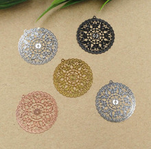 30mm Vintage Filigree Circle Flower Charms Blanks Metal Bu Yao Hair Sticks DIY Jewelry Accessories Findings Multi-color 2024 - buy cheap