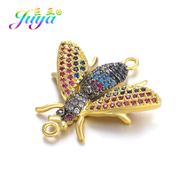 Juya DIY Jewelry Accessories Micro Pave Rainbow Crystals Insect Bee Butterfly Charms For Handmade Bracelet Necklace Making 2024 - buy cheap