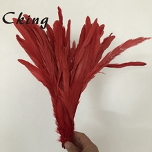 100 pçs natural vermelho galo cauda pena coque galo pena ornamentos para chapéus traje decoração para casa colorido 20-25cm 8-10 polegada 2024 - compre barato