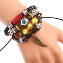 Pulseira feminina, bracelete da moda, com múltiplas camadas, tecida à mão, pingente para os olhos, festas, joia, feminina 2024 - compre barato