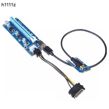 60cm USB 3,0 Mini PCI-E a PCIe PCI Express 1x a 16x extensor Riser adaptador de tarjeta SATA 6Pin Cable de alimentación para minería BTC 2024 - compra barato