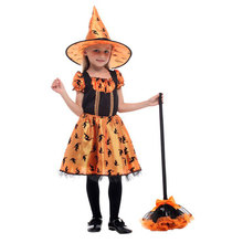 Оранжевые костюмы для девочек, классическое праздвечерние платье на Хэллоуин, ведьма колдунья 2024 - купить недорого