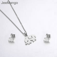 JeeMango Trendy Anniversary Stainless Steel Sets For Women Steel Color Elephant Necklace Earrings For Women Lover's Jewelry 2024 - buy cheap