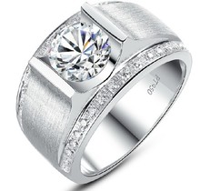 Мужское обручальное кольцо с бриллиантами, свадебное кольцо из настоящего серебра 925 пробы, 1Ct, ювелирные украшения для него 2024 - купить недорого