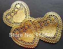 4inch Heart golden/silver baking food grade decorative paper mats embossed cutout  paper doilies 100pcs/lot wholesale 2024 - buy cheap