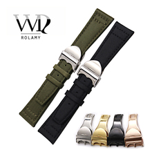 Rolamy-correas de reloj de pulsera, banda de cuero de tela de nailon, color verde y negro, 20, 21 y 22mm, con cierre de instalación, venta al por mayor 2024 - compra barato