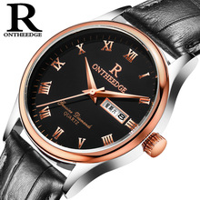 Relógio de quartzo dourado masculino, relógio de pulso masculino luxuoso com data automática e couro dourado 2024 - compre barato