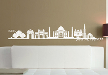 India Skyline Cityscape Sticker Vinyl In Different Color Wallpaper Wall Decal Living Room Bedroom Decor High Quality Mural LA263 2024 - buy cheap