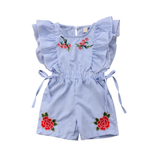 Toddler Kids Baby Girl Flower Stripe Ruffle Romper Jumpsuit Outfits Clothes 2024 - buy cheap