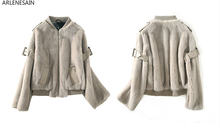 Arlenesain-abrigo de visón de terciopelo personalizado para mujer, Chaqueta corta para motocicleta, importada 2024 - compra barato