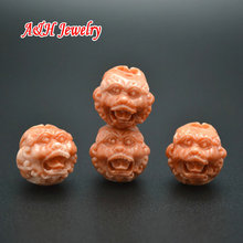 New Arrival Imitated Blood Tridacna Carved Monkey Ghost Heads Beads 15mm DIY Findings For Bracelet Making 20pc/lot 2024 - buy cheap