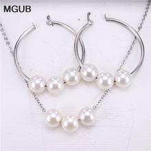 Handmade cute exaggerated imitation pearl earrings 30mm-100mm Pendant Set And chain Female birthday party gift 2024 - buy cheap