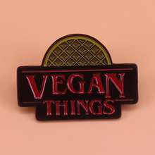 Vegan things enamel pin waffle eggo brooch stranger things fans badge animal rights activist pins veganism lifestyle gift 2024 - buy cheap