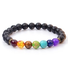 Pulseira de pedra de lava, pulseira de moda para mulheres 7 chakra, pulseira de pedra de lava, presente para ele, jóia saudável 2024 - compre barato