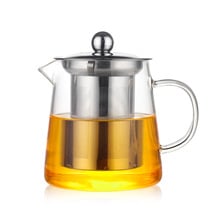 Термостойкий стеклянный чайник с нержавеющей сталью, контейнер с подогревом, чайник, хороший чистый чайник, квадратный фильтр 2024 - купить недорого