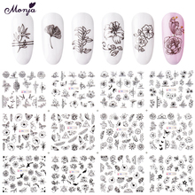 Monja 12 Sheets Nail Art Dolphin Flower Pattern Design Full Cover Water Transfer Foil Decals Stickers Slider Manicure Decoration 2024 - buy cheap