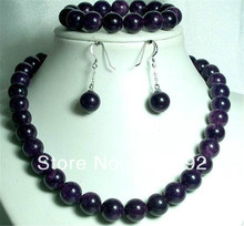 free shipping >>>>>Set Beautiful Jewelry Chinese stone 12mm Beads stone Necklace&Bracelet&earrings 2024 - buy cheap