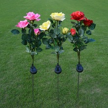 Outdoor Solar Garden Stake Lights with 3 rose Flower Multicolor LED Solar Stake Lights for Garden Patio Backyard 2024 - buy cheap