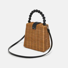 Bolso tejido de paja para mujer, bolso de mano con cuentas de diseñador de marca, bolso de mano femenino con asa de viaje para verano, 2019 2024 - compra barato