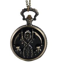 Carving Skull Flame Death Angel Wing Quartz Pocket Watch with Necklace FOB Chain Arabic Relogio De Bolso Gifts Boys child 2024 - buy cheap