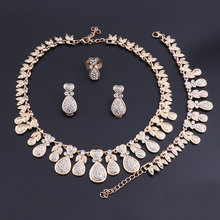 OEOEOS African Jewelry Sets Women Wedding Gold Color Crystal Necklace Set Fashion Bridal Ring Bracelet Earrings Accessories 2024 - buy cheap