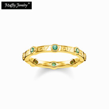 Green Stone Golden Band Ring, Gift for Women Men,2019 Europe Style Factory Direct Wholesale Price 925 Sterling Silver Jewelry 2024 - buy cheap