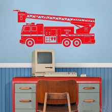 Adesivo de parede de caminhão-bombeiros g537, decoração de quarto infantil, decalque em vinil 2024 - compre barato
