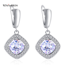 Anniversary wedding Design Drop Earrings for Bride Wholesale Clear Cubic zirconia silver color Stamped Fashion Jewelry JE1018 2024 - buy cheap