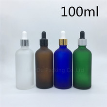 Travel Bottle 200pcs 100ml Amber Green Blue Transparent Frosted Glass Essential Oil bottle, 100cc Perfume Dropper Bottles 2024 - buy cheap