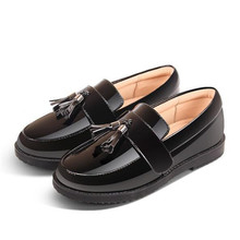 Lançamento sapatos de couro infantil feminino/primavera sapatos com borlas pretas estilo britânico para crianças pequenas 02b 2024 - compre barato