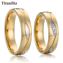 Aliança clássico amor senhoras noivado casal anéis de casamento conjunto para homens e meninas cor do ouro jóias de aço inoxidável 2024 - compre barato