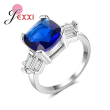 Luxury Women Jewelry Gift Original 925 Sterling Silver  Ring for Wedding Female Engagement Anillos Inlaid Blue Zircon 2024 - buy cheap
