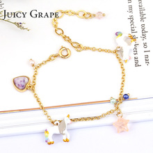 Juicy Grape Korean bracelet unicorn heart start bracelets gold plating women girl gift hand painted enamel bracelet 2024 - buy cheap